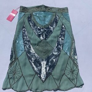 Whistles London NWT intricately embroidered sequin and bead skirt 6